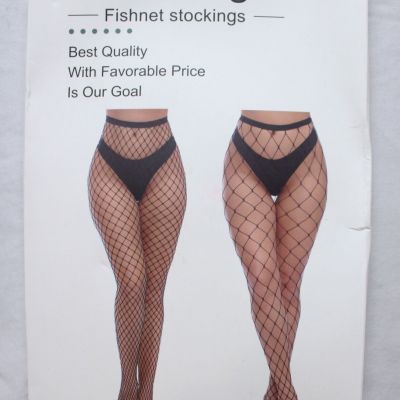 Charmnight Women's 2-Pack High Waisted Fishnet Stockings ZG3 Black One Size NWT